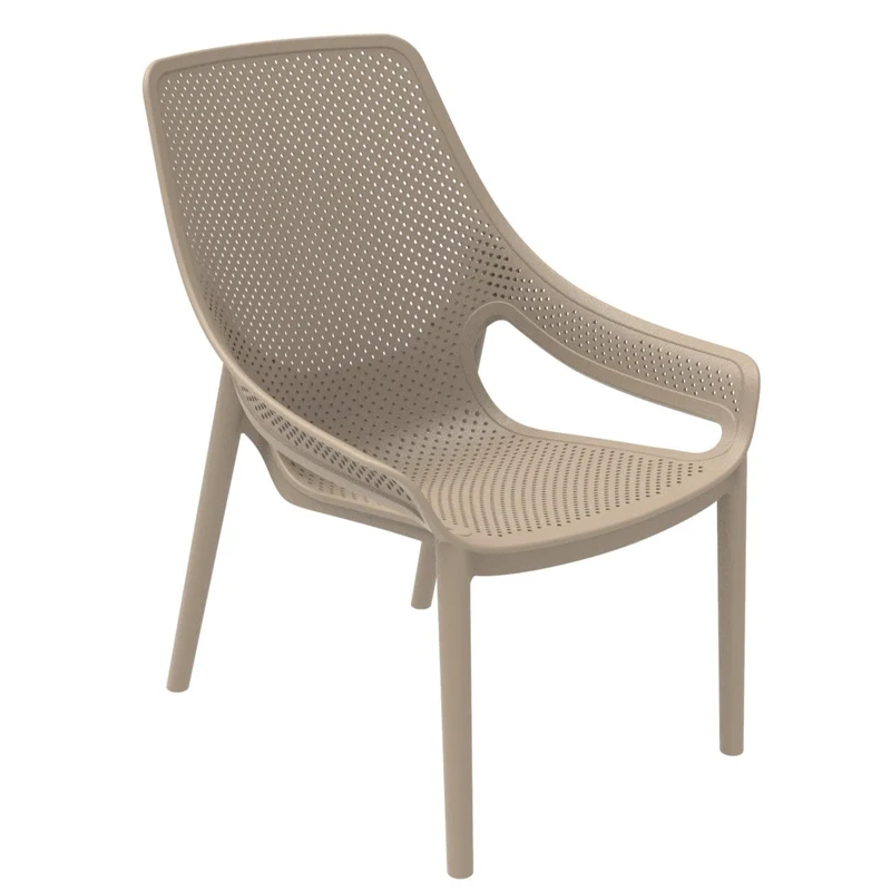Set de 2 Sillas Lounge Ibiza, Taupe, con Espaldar y Reposa Brazos