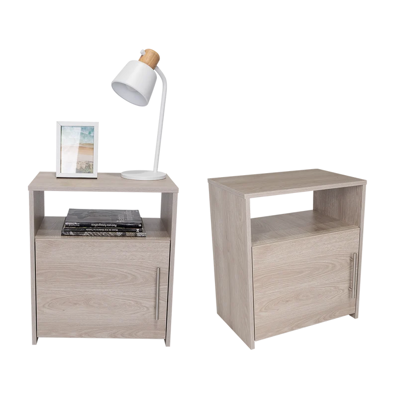 Set de 2 Mesas de Noche Brail, Humo, con Espacio para Colocar Objetos Decorativos
