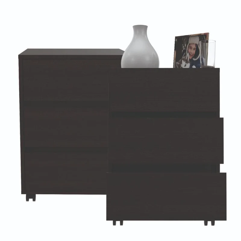 Set de 2 Archivadores Kova, Wengue, con Tres Cajones