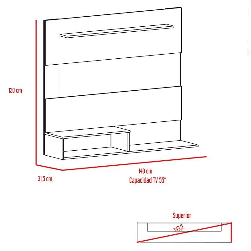 Combo para Sala de Estar Laurent, Incluye Panel de TV y Mesa de Centro