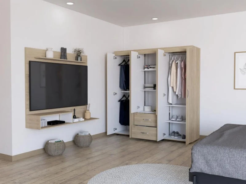 Combo para Habitación Nozzle, Incluye Panel de TV y Clóset