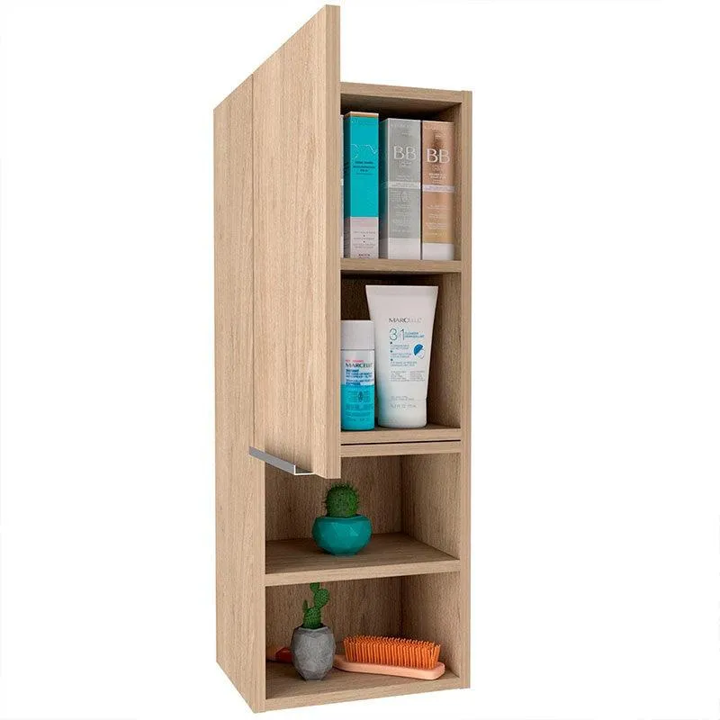Set de 2 Gabinetes de Baño Ciro, Beige, con Puerta y Cuatro Entrepaños