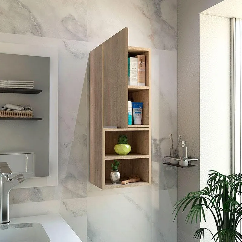 Set de 2 Gabinetes de Baño Ciro, Beige, con Puerta y Cuatro Entrepaños