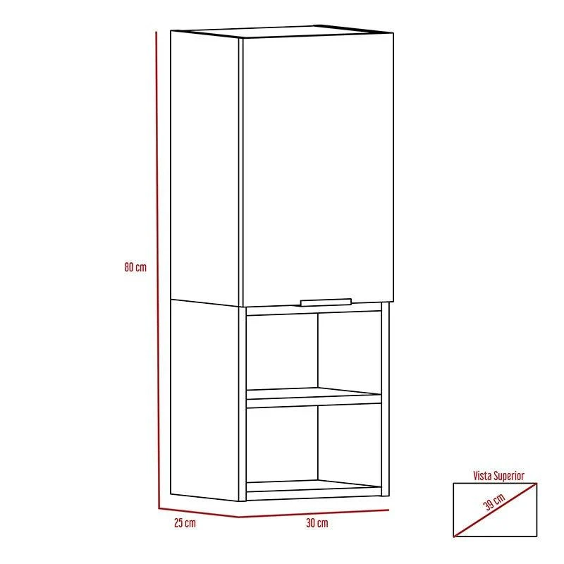 Set de 2 Gabinetes de Baño Ciro, Beige, con Puerta y Cuatro Entrepaños