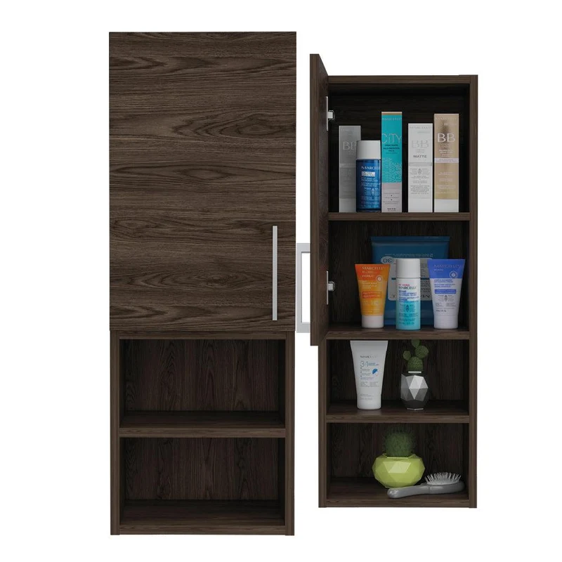 Set de 2 Gabinetes de Baño Apolis, Avellana, con Espacio para Guardar Objetos de Aseo Personal