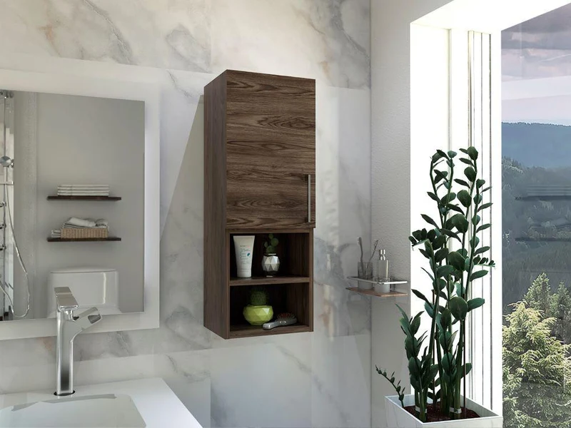 Set de 2 Gabinetes de Baño Apolis, Avellana, con Espacio para Guardar Objetos de Aseo Personal