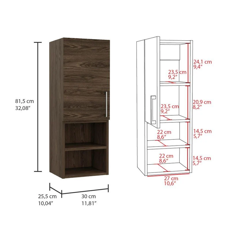Set de 2 Gabinetes de Baño Apolis, Avellana, con Espacio para Guardar Objetos de Aseo Personal