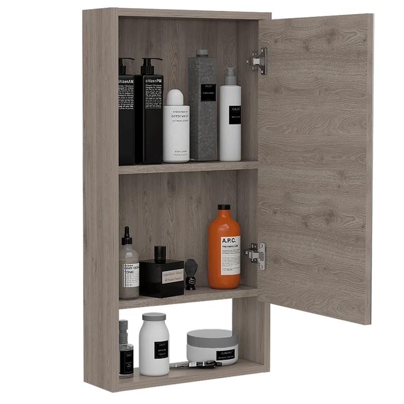 Set de 2 Gabinetes de Baño Merín, Humo, con Espejo y Tres Entrepaños