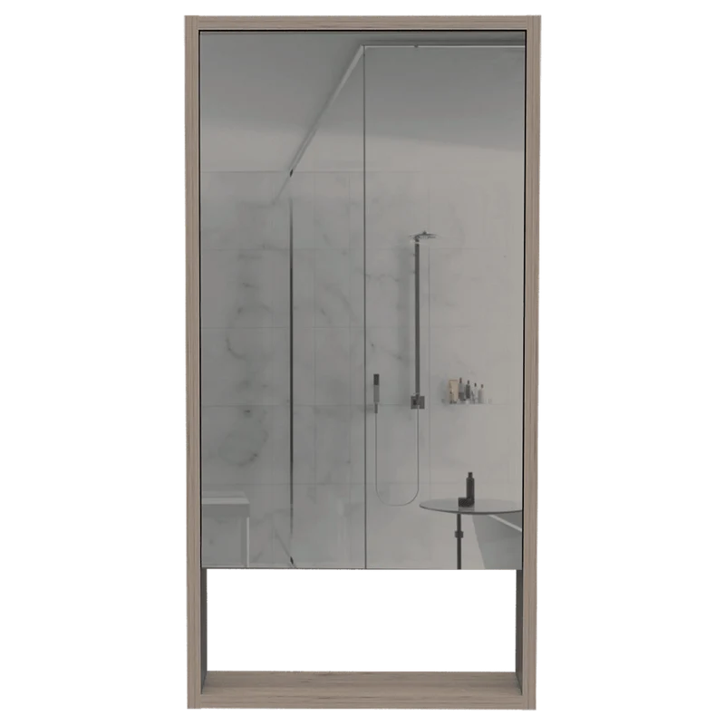 Set de 2 Gabinetes de Baño Merín, Humo, con Espejo y Tres Entrepaños
