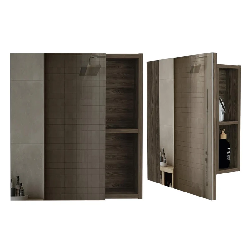 Set de 2 Gabinetes de Baño Labell, Avellana, con Puerta Espejo y Entrepaños