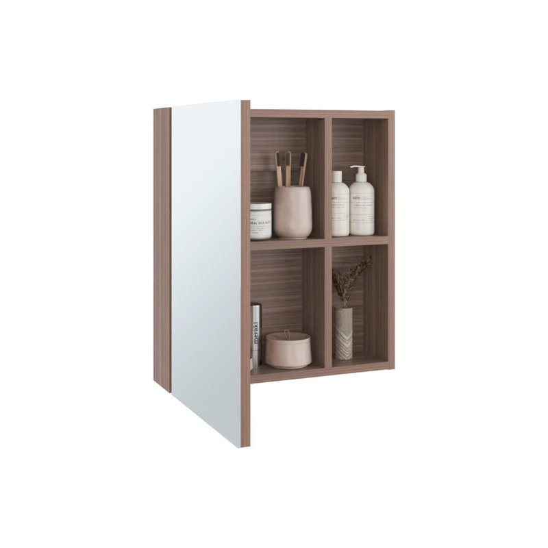 Set de 2 Gabinetes de Baño Labell, Avellana, con Puerta Espejo y Entrepaños