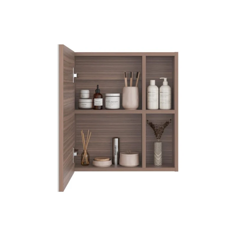 Set de 2 Gabinetes de Baño Labell, Avellana, con Puerta Espejo y Entrepaños