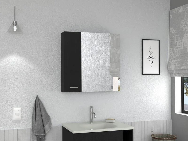 Set de 2 Gabinetes de Baño Apolis, Wengue, con Puerta Espejo y Dos Entrepaños para Ubicar Múltiples Objetos