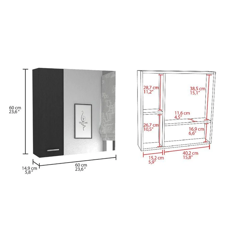 Set de 2 Gabinetes de Baño Apolis, Wengue, con Puerta Espejo y Dos Entrepaños para Ubicar Múltiples Objetos