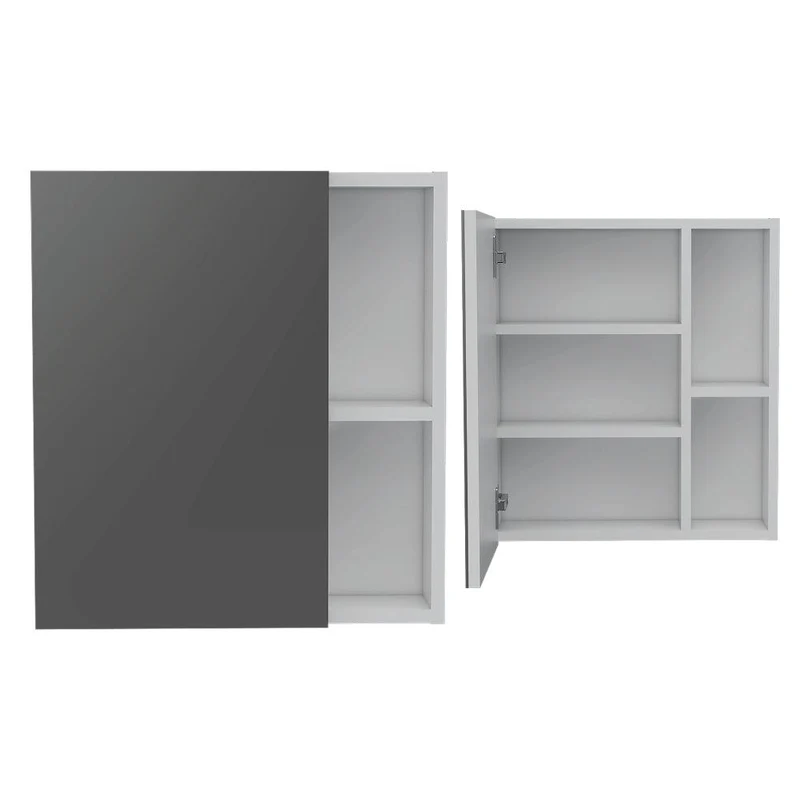 Set de 2 Gabinetes de Baño Labell, Blanco, con Puerta Espejo y Entrepaños