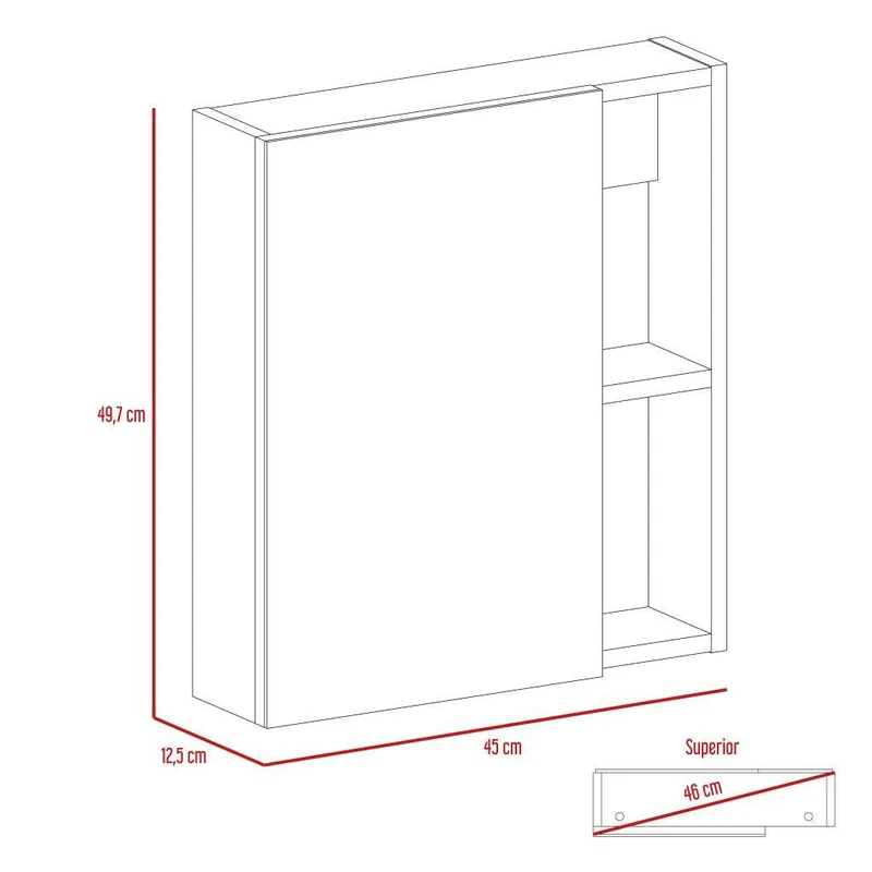 Set de 2 Gabinetes de Baño Labell, Blanco, con Puerta Espejo y Entrepaños