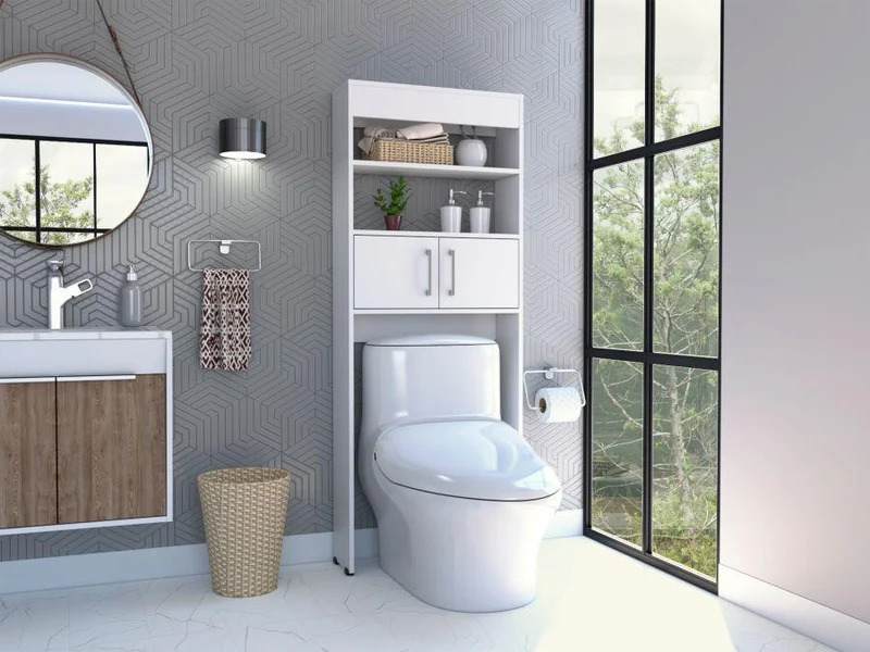 Set de 2 Gabinetes de Baño Madrid, Blanco, Ahorrador de Espacio