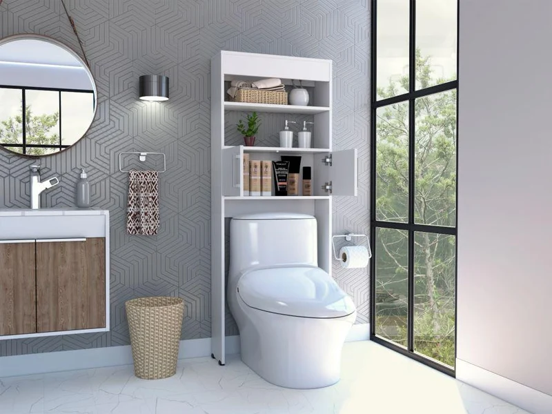 Set de 2 Gabinetes de Baño Madrid, Blanco, Ahorrador de Espacio