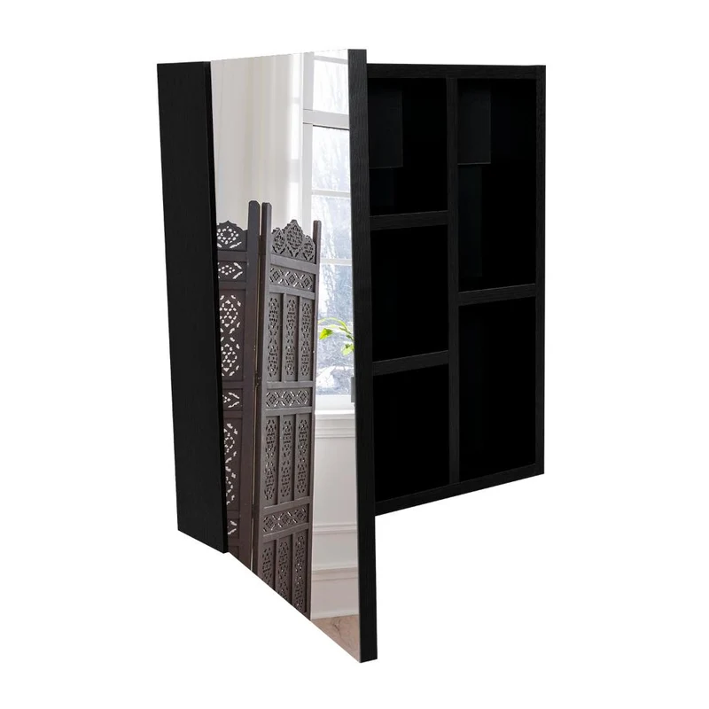 Set de 2 Gabinetes de Baño Labell, Wengue, con Puerta Espejo y Entrepaños