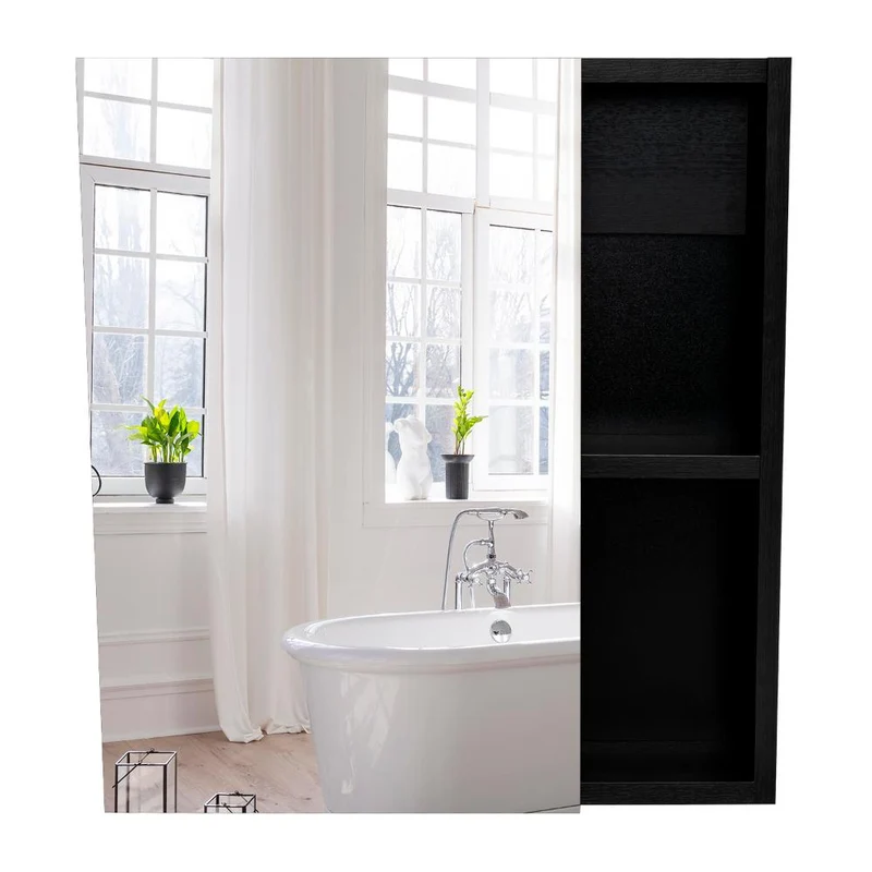 Set de 2 Gabinetes de Baño Labell, Wengue, con Puerta Espejo y Entrepaños