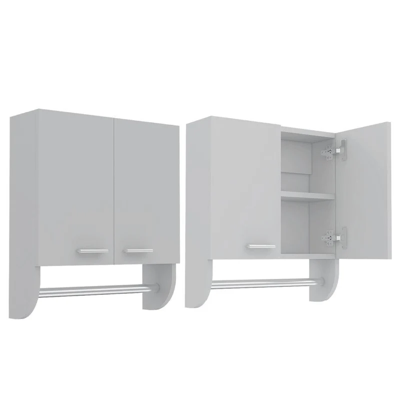 Set de 2 Gabinetes de Baño Lupek, Blanco, con Tubo y Manija Metálicas