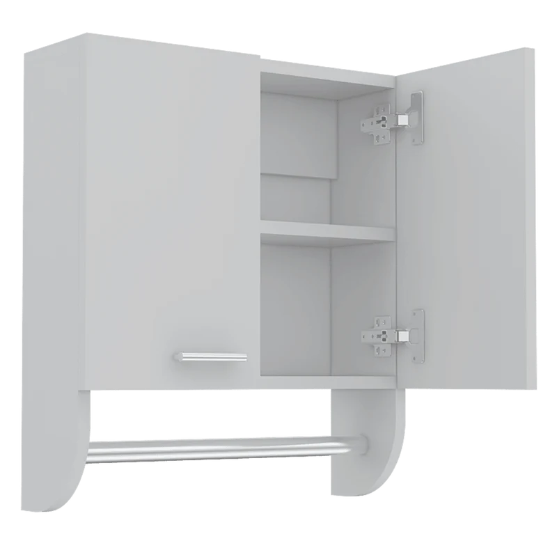 Set de 2 Gabinetes de Baño Lupek, Blanco, con Tubo y Manija Metálicas