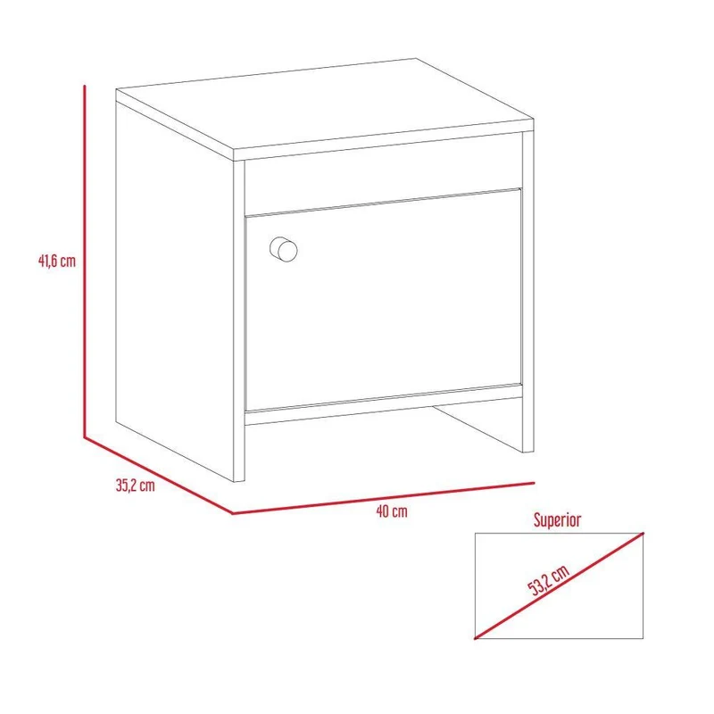 Set de 2 Mesas de Noche Tutto, Beige, con Cajón para Guardar Objetos Ideal para Espacios Reducidos