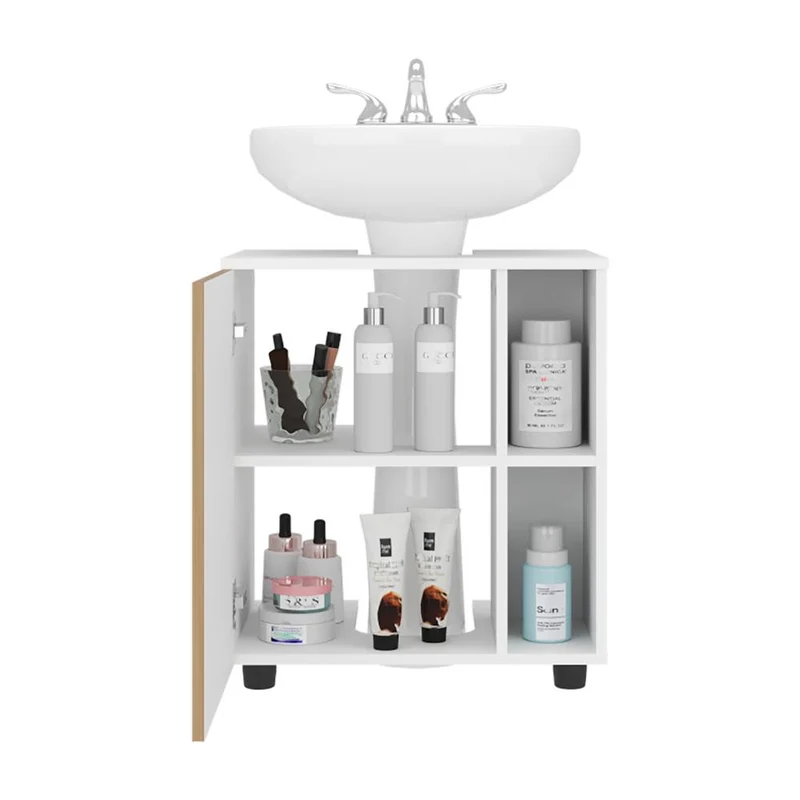 Mueble para Lavamanos Pascuale, Blanco Duqueza y Fresno Europeo, No Incluye Lavamanos