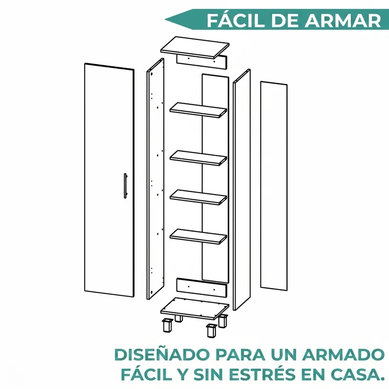 Mueble de Aseo Jalisco, Blanco, Gran Espacio para Almacenar Artículos de Aseo, con Colgadero de Escobas ZF