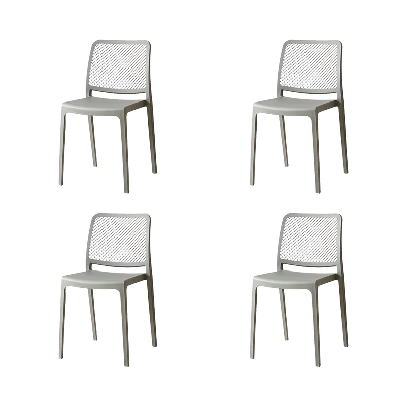 Set de 4 Sillas Manhattan, Gris Oscuro, con Espaldar en Rejilla y Diseño Minimalista