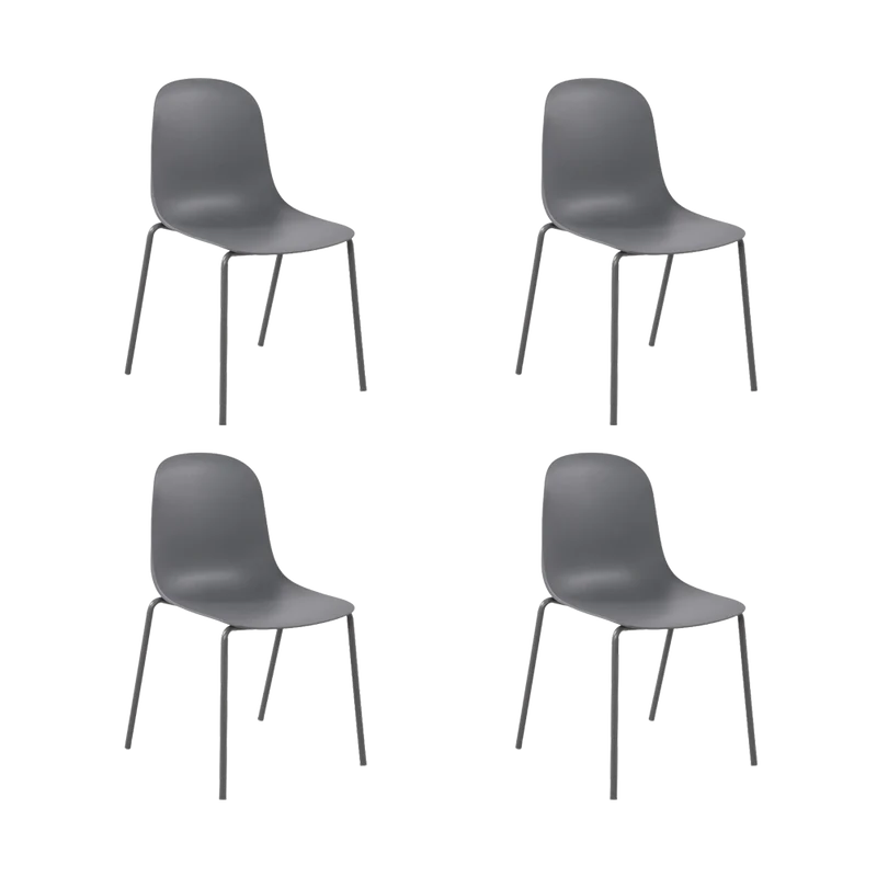 Set de 4 Sillas Aiara, Color Gris Oscuro, Diseño Moderno