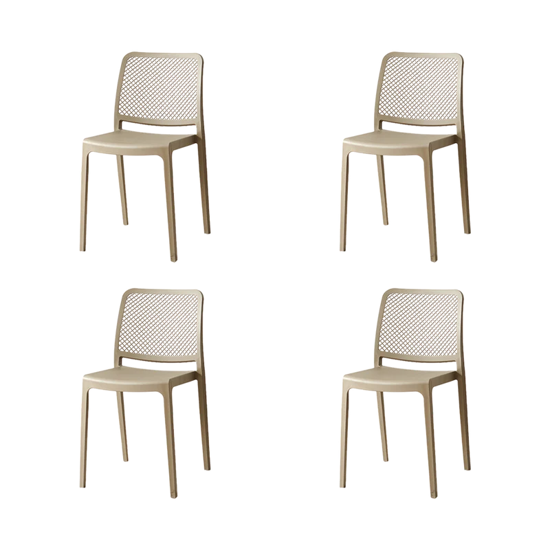 Set de 4 Sillas Manhattan, Taupe, con Espaldar en Rejilla y Diseño Minimalista
