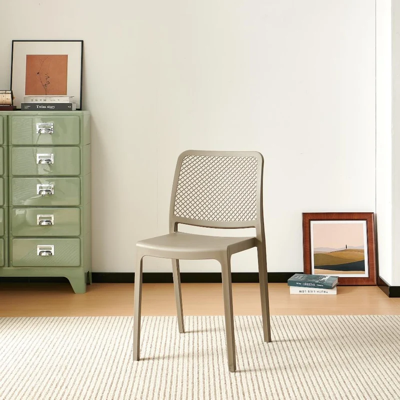 Set de 2 Sillas Manhattan, Taupe, con Espaldar en Rejilla y Diseño Minimalista