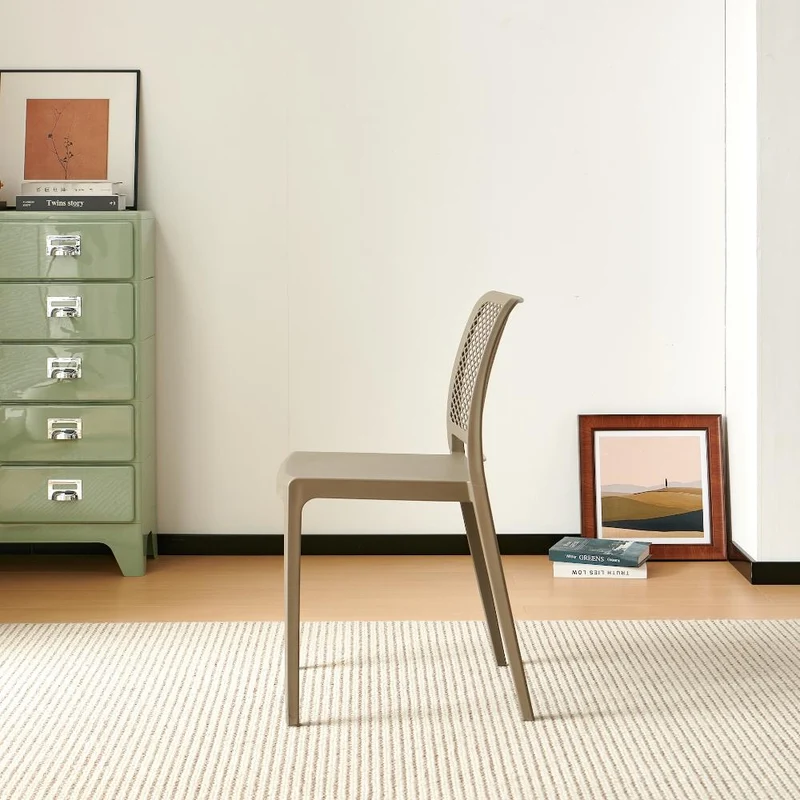 Set de 2 Sillas Manhattan, Taupe, con Espaldar en Rejilla y Diseño Minimalista