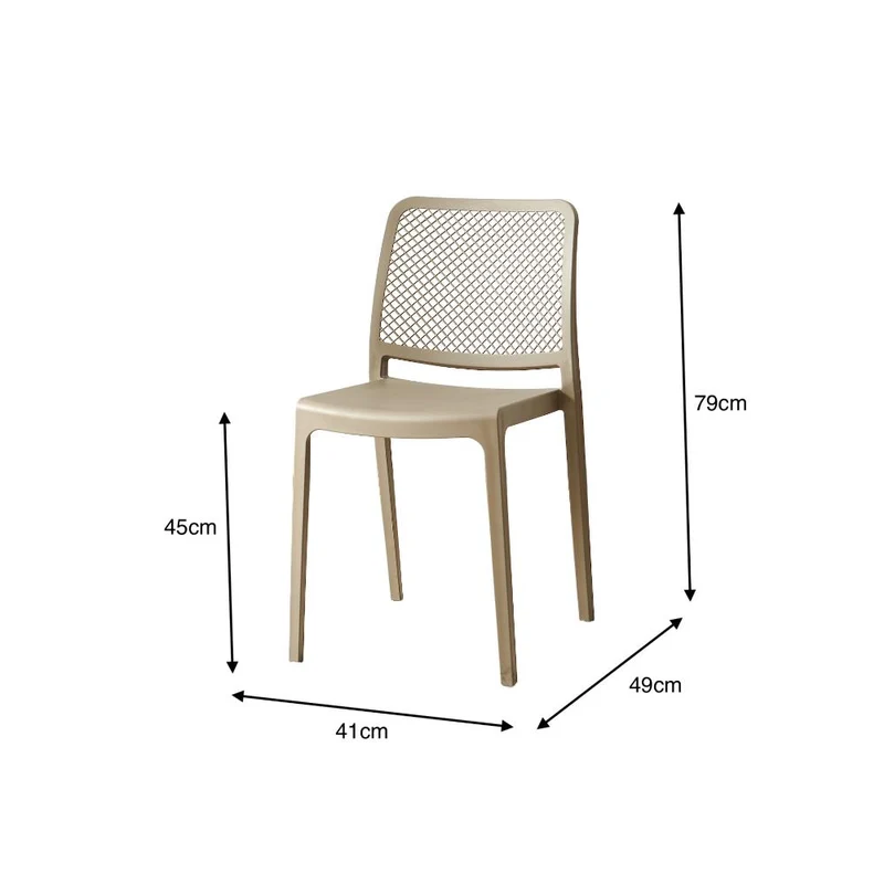 Set de 2 Sillas Manhattan, Taupe, con Espaldar en Rejilla y Diseño Minimalista
