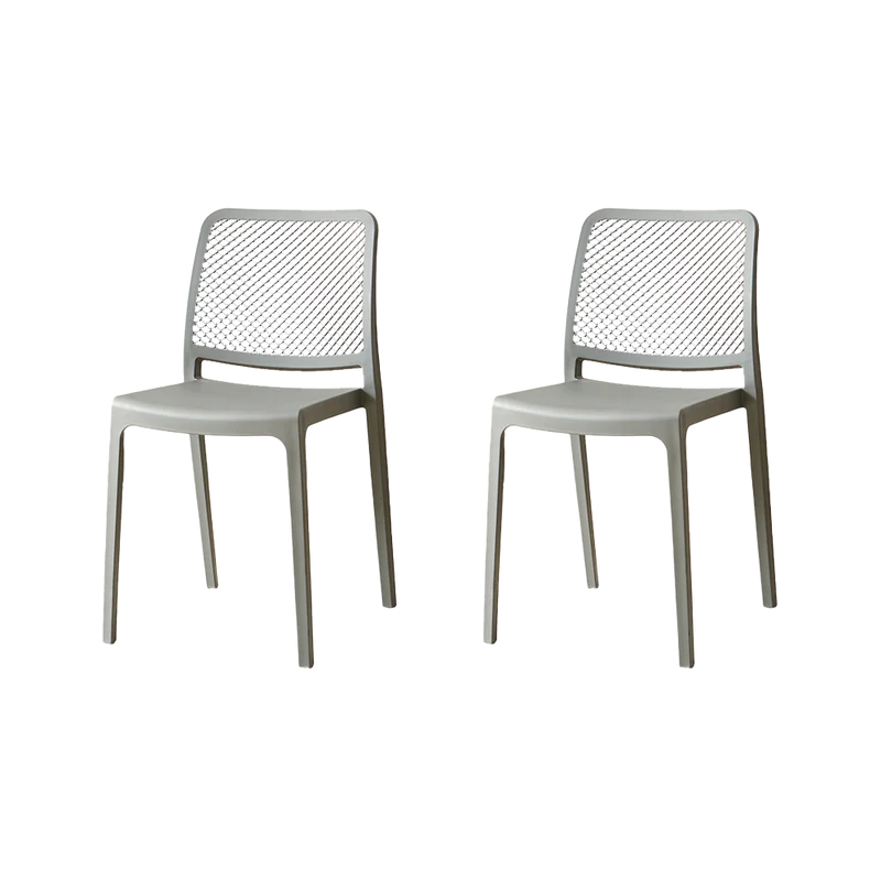 Set de 2 Sillas Manhattan, Gris Oscuro, con Espaldar en Rejilla y Diseño Minimalista