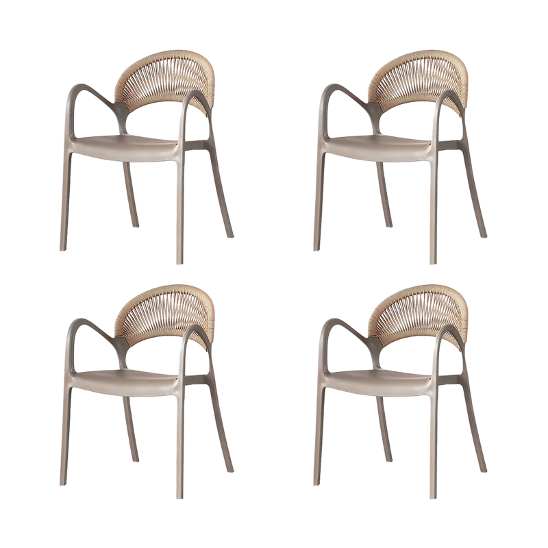 Set de 4 Sillas Daytona, Taupe y Café Claro, con Espaldar, Reposa Brazos y Diseño Minimalista