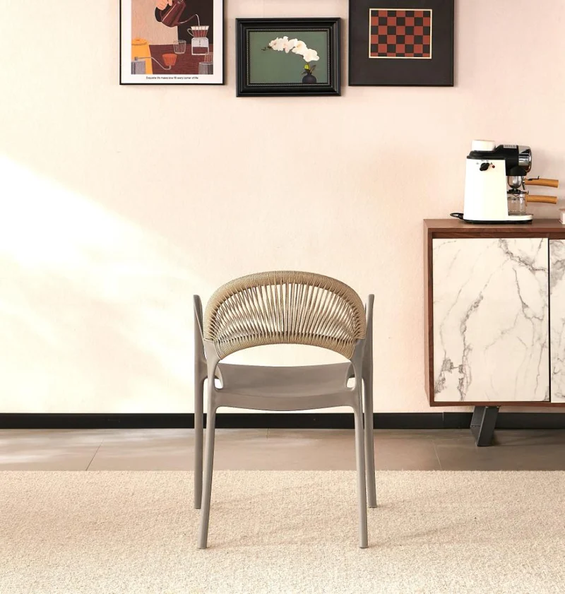 Set de 2 Sillas Daytona, Taupe y Café Claro, con Espaldar, Reposa Brazos y Diseño Minimalista