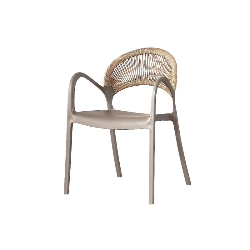 Set de 2 Sillas Daytona, Taupe y Café Claro, con Espaldar, Reposa Brazos y Diseño Minimalista