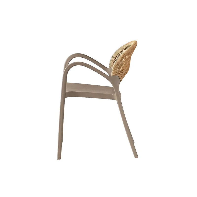 Set de 2 Sillas Daytona, Taupe y Café Claro, con Espaldar, Reposa Brazos y Diseño Minimalista