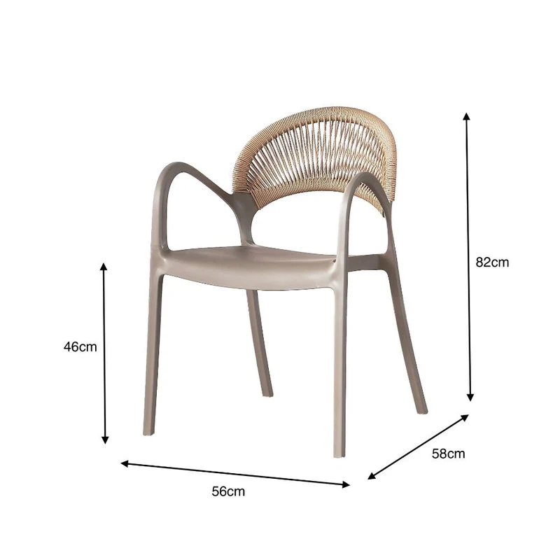 Set de 2 Sillas Daytona, Taupe y Café Claro, con Espaldar, Reposa Brazos y Diseño Minimalista