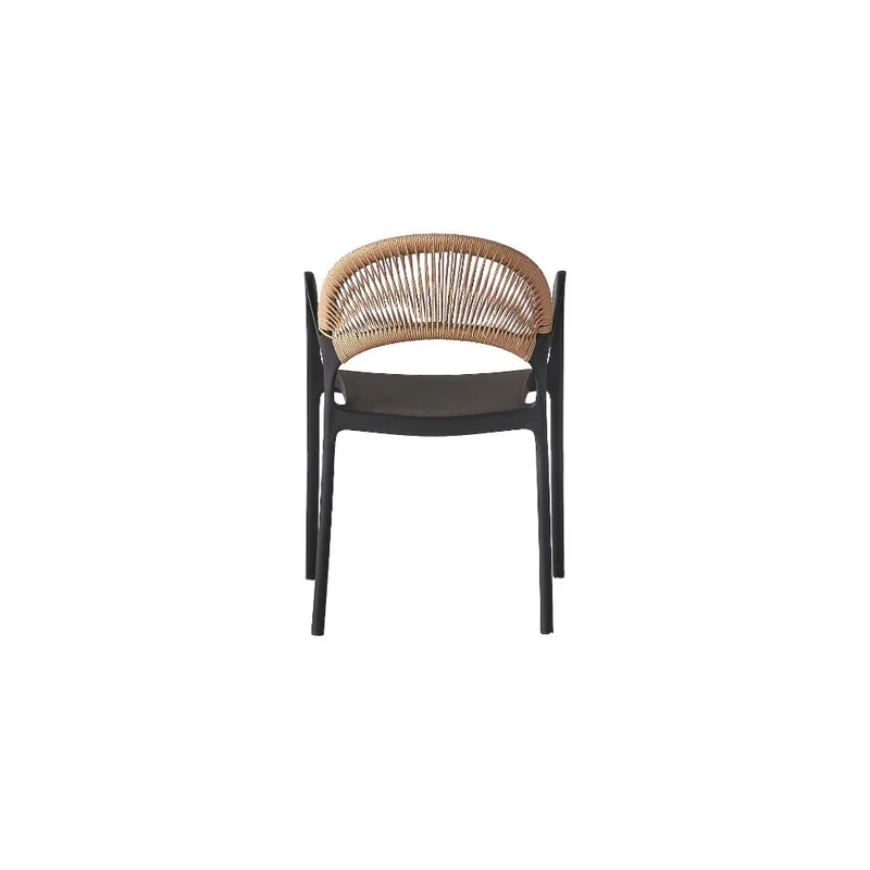 Set de 4 Sillas Daytona, Negro y Café Claro, con Espaldar, Reposa Brazos y Diseño Minimalista