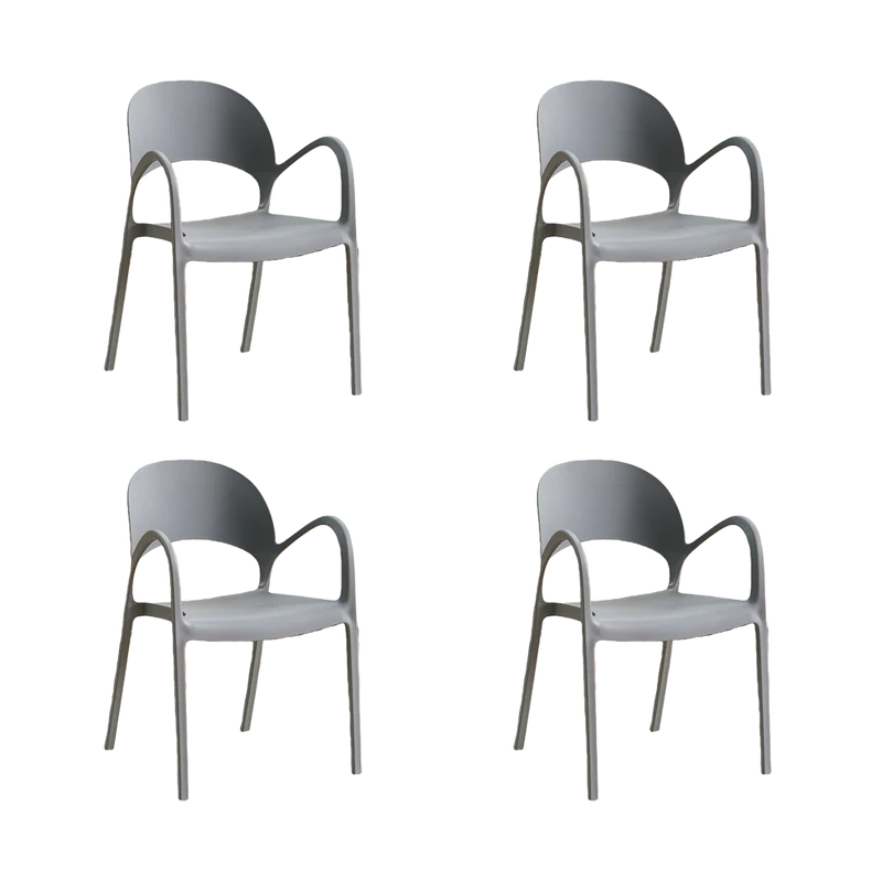 Set de 4 Sillas Bremen, Gris Oscuro, con Espaldar, Reposa Brazos y Diseño Minimalista