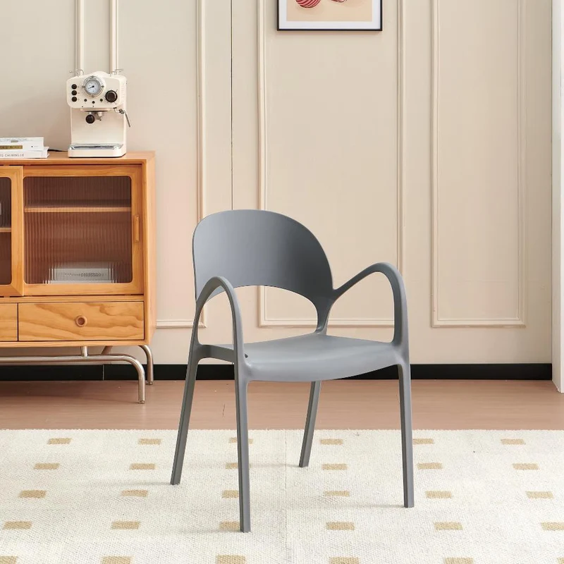 Set de 2 Sillas Bremen, Gris Oscuro, con Espaldar, Reposa Brazos y Diseño Minimalista
