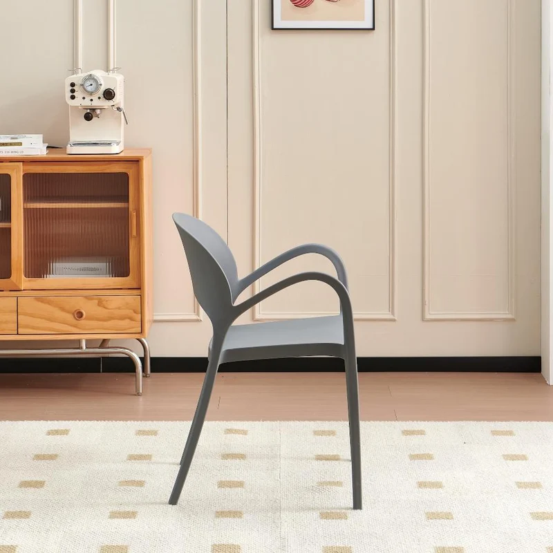 Set de 2 Sillas Bremen, Gris Oscuro, con Espaldar, Reposa Brazos y Diseño Minimalista