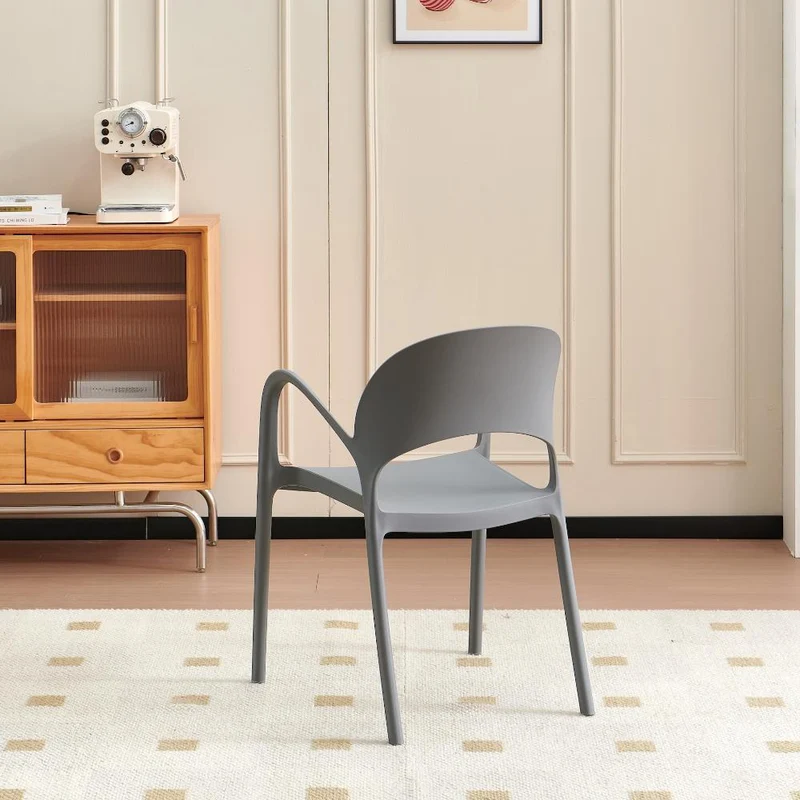 Set de 2 Sillas Bremen, Gris Oscuro, con Espaldar, Reposa Brazos y Diseño Minimalista