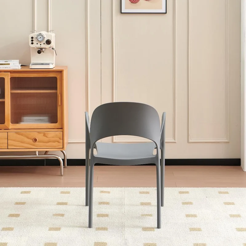 Set de 2 Sillas Bremen, Gris Oscuro, con Espaldar, Reposa Brazos y Diseño Minimalista