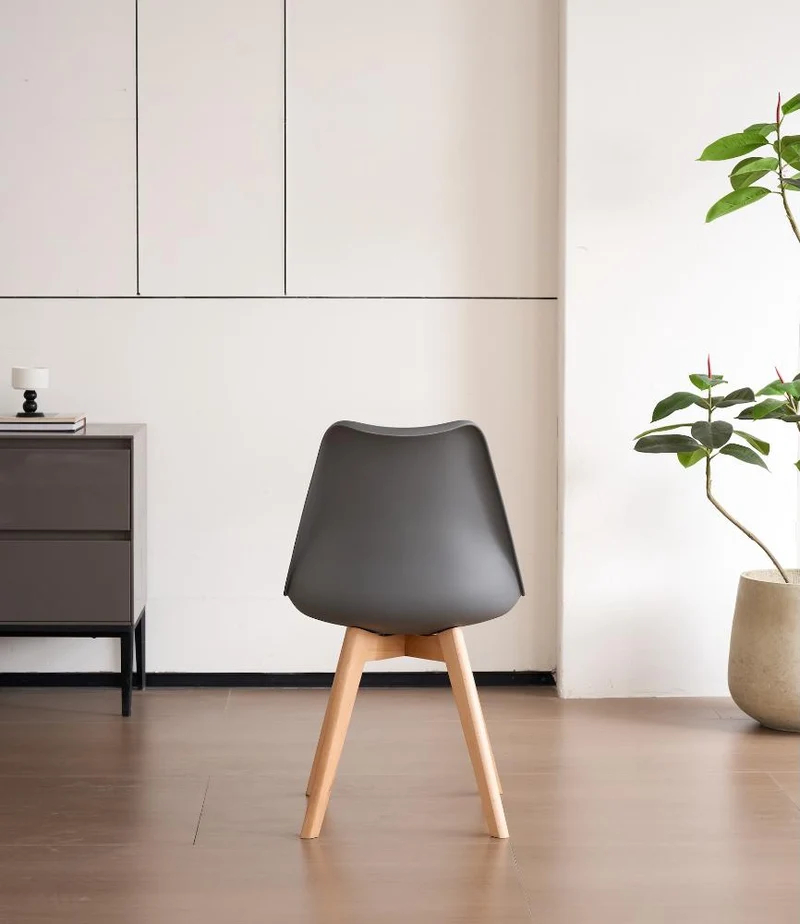 Set de 2 Sillas Fyn, Gris Oscuro, Diseño Minimalista con Espaldar, Cojín y Patas de Madera