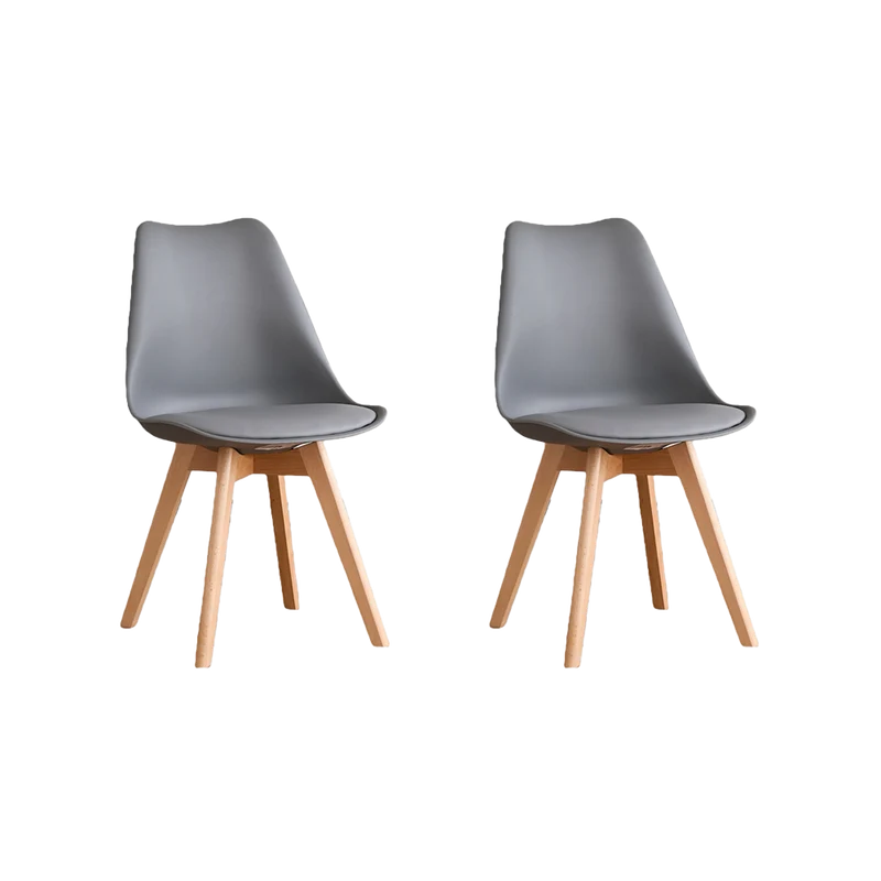 Set de 2 Sillas Fyn, Gris Oscuro, Diseño Minimalista con Espaldar, Cojín y Patas de Madera