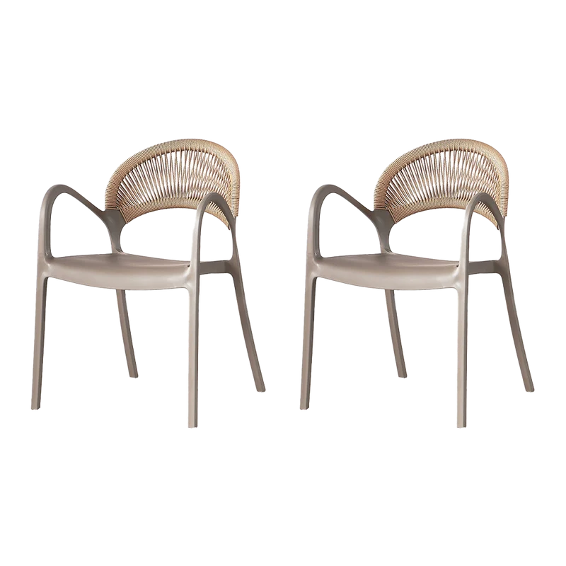 Set de 2 Sillas Daytona, Taupe y Café Claro, con Espaldar, Reposa Brazos y Diseño Minimalista